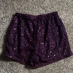 Purple Sequin Shorts